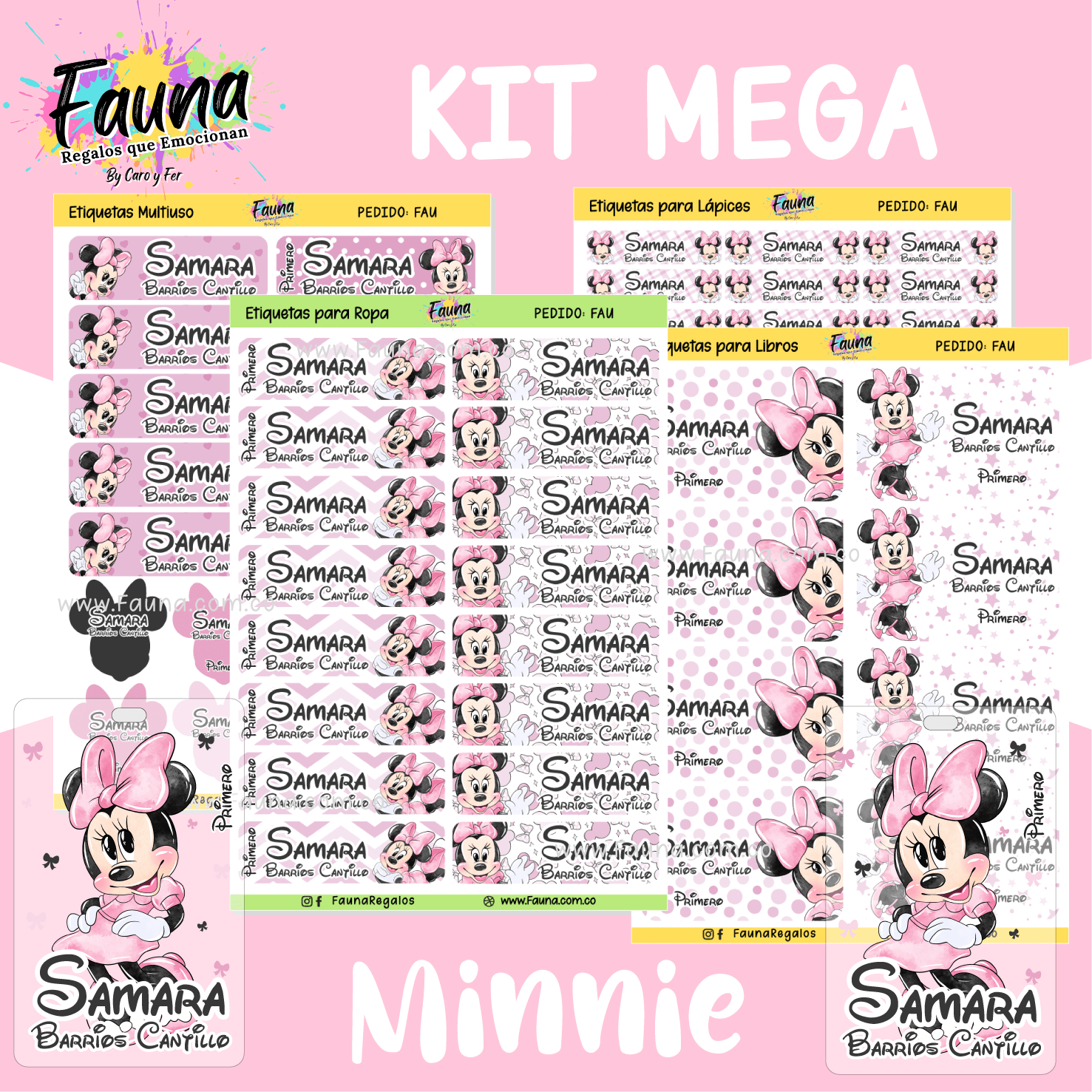 Minnie 🎀 - Etiquetas Escolares Premium Personalizadas