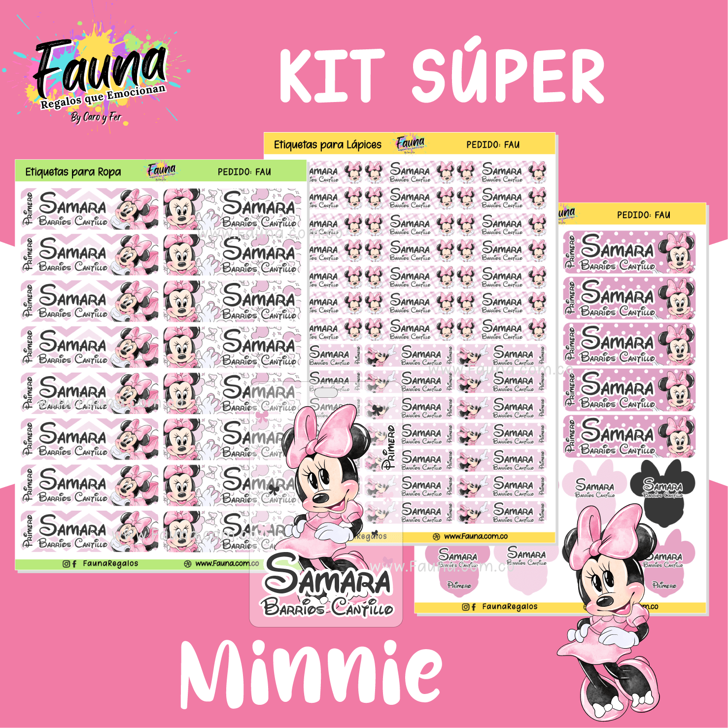 Minnie 🎀 - Etiquetas Escolares Premium Personalizadas