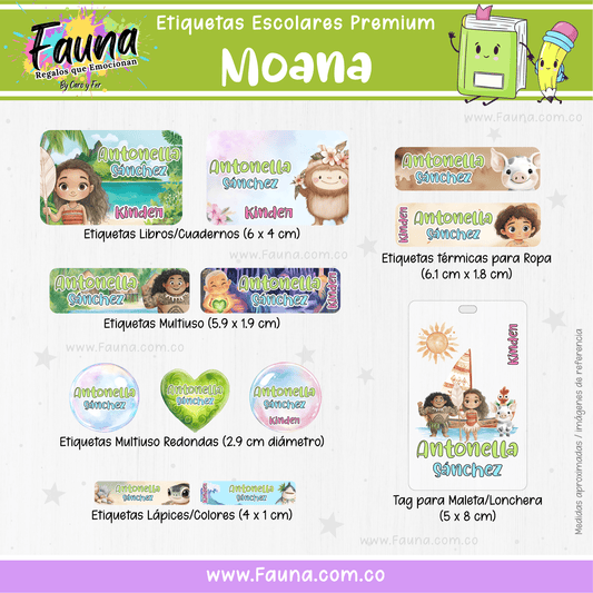 Etiquetas Escolares Premium Personalizadas – Moana 🌺🌊