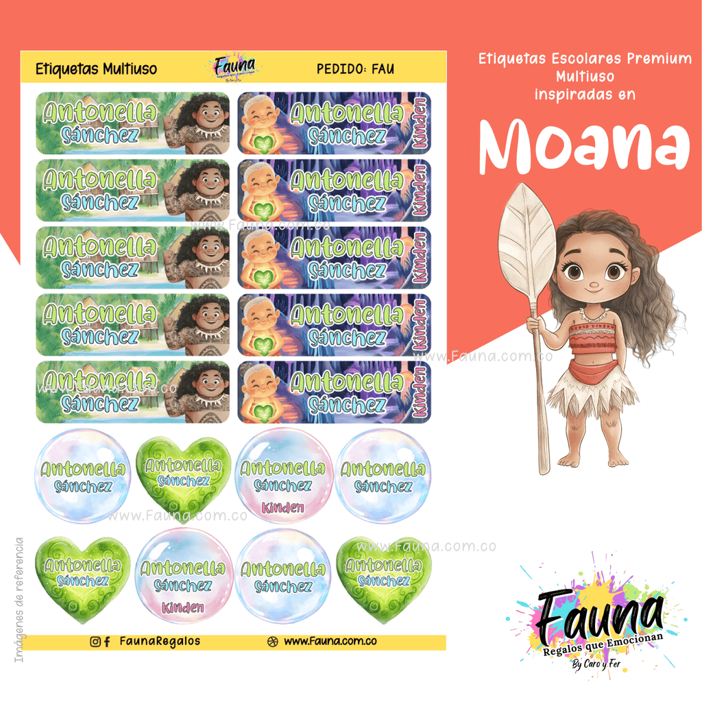 Moana 🌺 - Etiquetas Escolares Premium Personalizadas