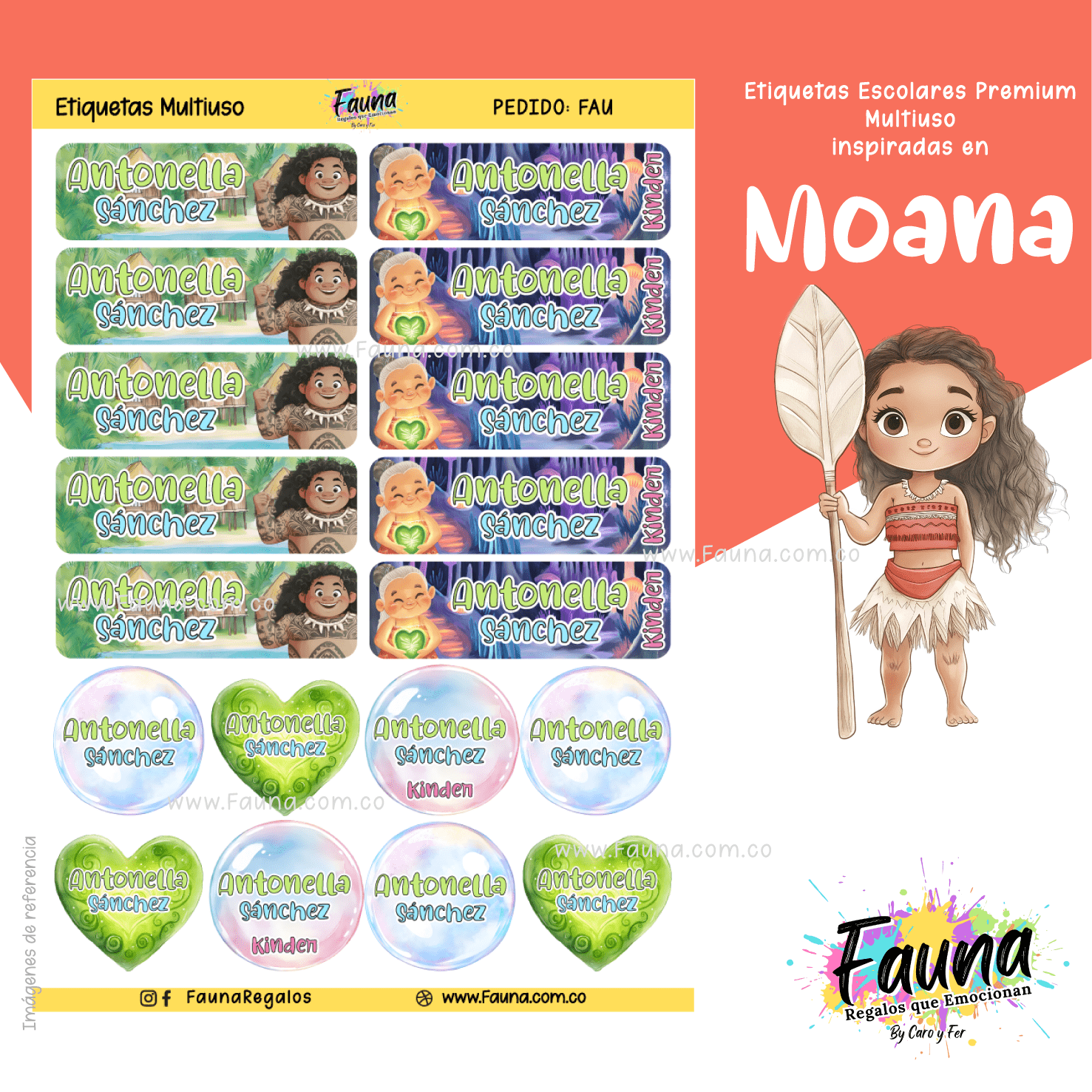 Moana 🌺 - Etiquetas Escolares Premium Personalizadas
