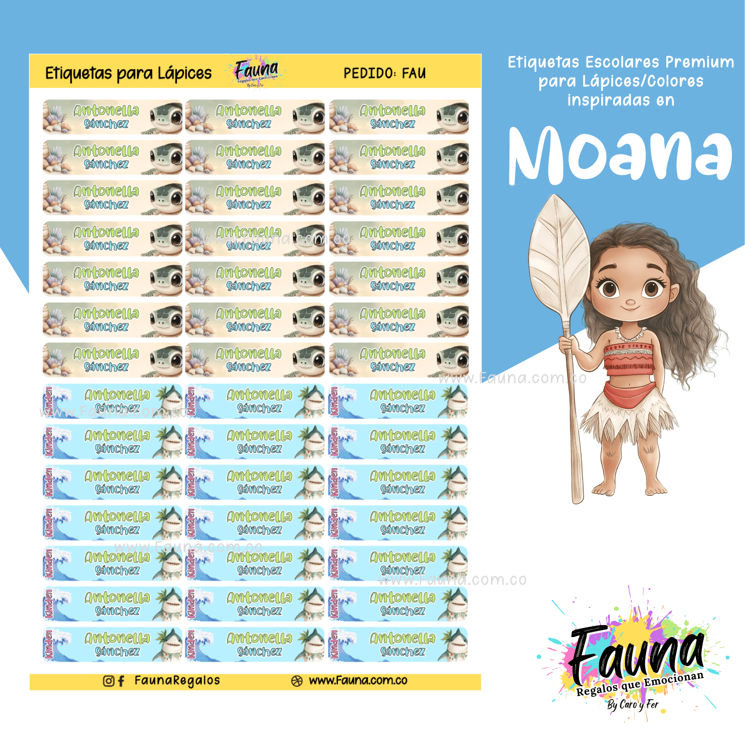 Moana 🌺 - Etiquetas Escolares Premium Personalizadas