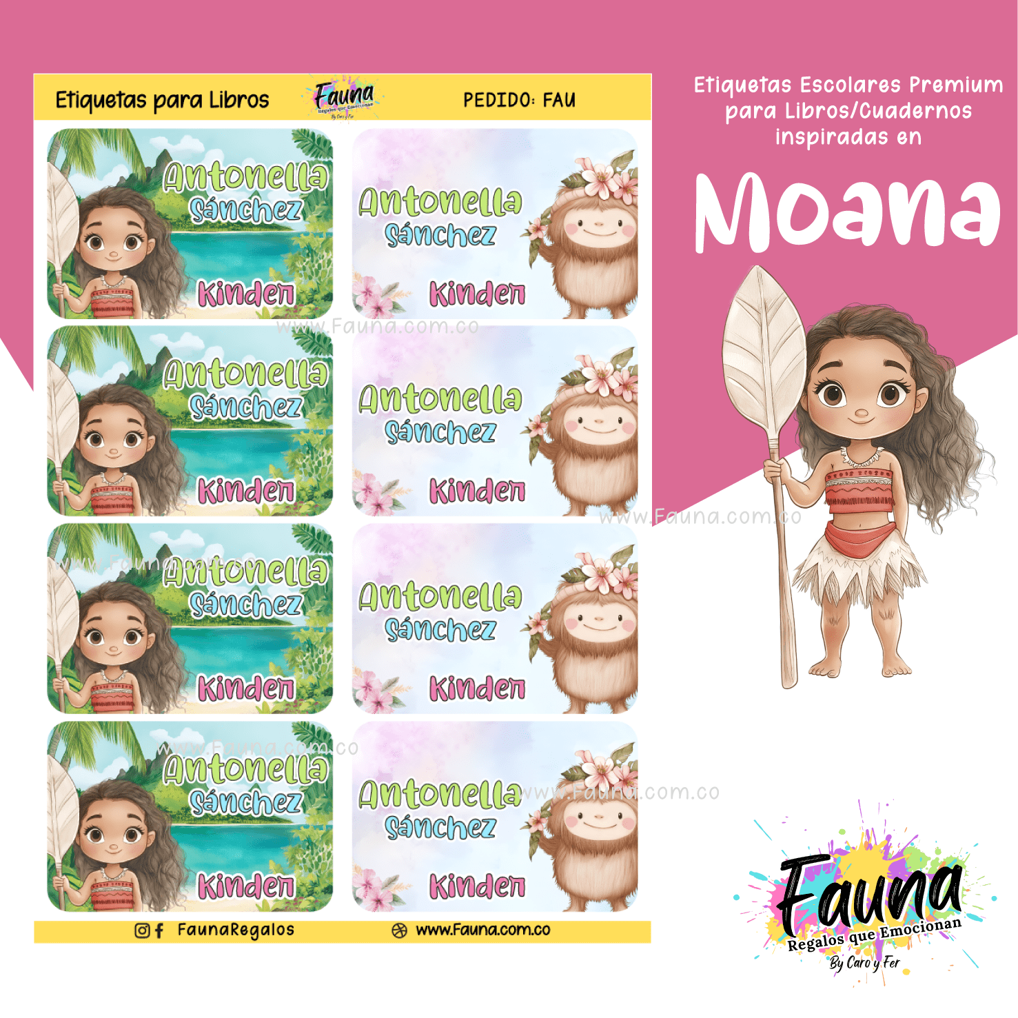 Moana 🌺 - Etiquetas Escolares Premium Personalizadas