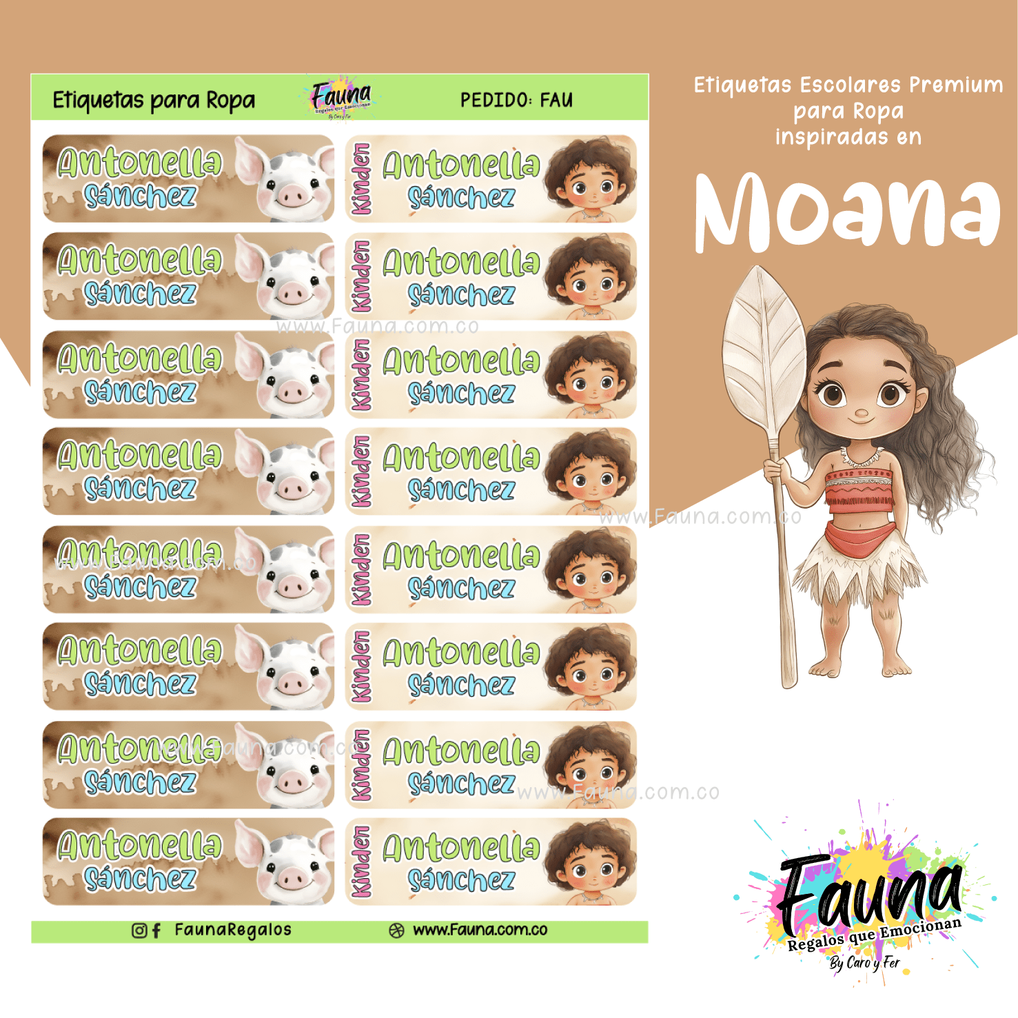 Moana 🌺 - Etiquetas Escolares Premium Personalizadas