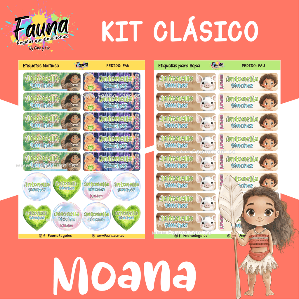 Moana 🌺 - Etiquetas Escolares Premium Personalizadas