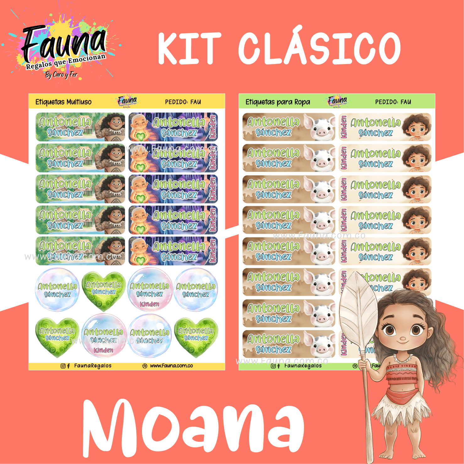 Moana 🌺 - Etiquetas Escolares Premium Personalizadas