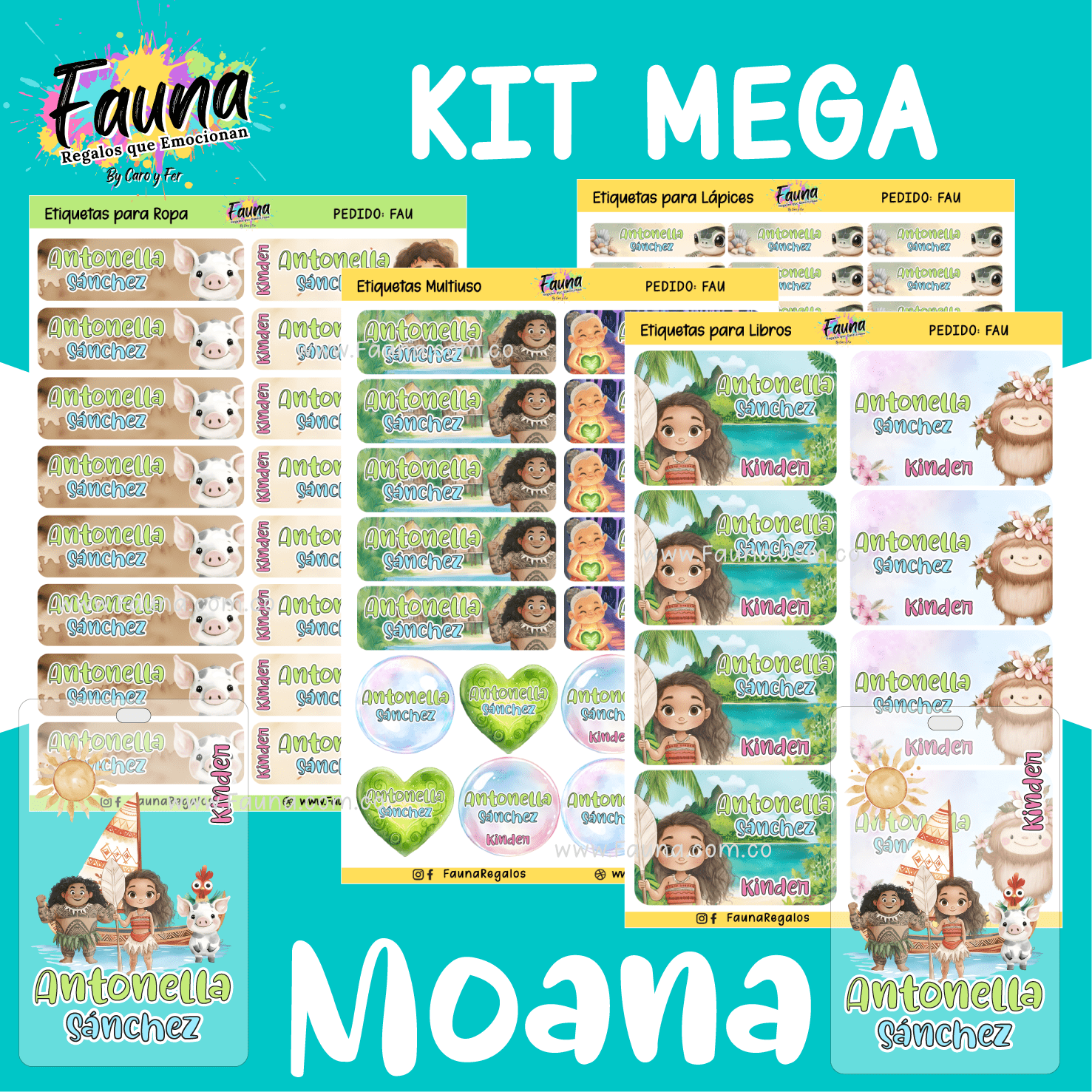Moana 🌺 - Etiquetas Escolares Premium Personalizadas