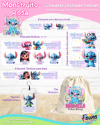 Monstruito Rosa 💖 - Etiquetas Escolares Premium Personalizadas