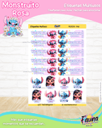 Monstruito Rosa 💖 - Etiquetas Escolares Premium Personalizadas