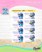 Monstruito Rosa 💖 - Etiquetas Escolares Premium Personalizadas
