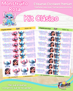 Monstruito Rosa 💖 - Etiquetas Escolares Premium Personalizadas