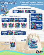 Monstruito Azul 💙 - Etiquetas Escolares Premium Personalizadas