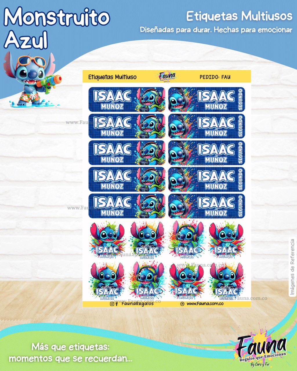 Monstruito Azul 💙 - Etiquetas Escolares Premium Personalizadas