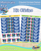 Monstruito Azul 💙 - Etiquetas Escolares Premium Personalizadas