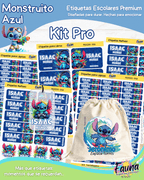 Monstruito Azul 💙 - Etiquetas Escolares Premium Personalizadas