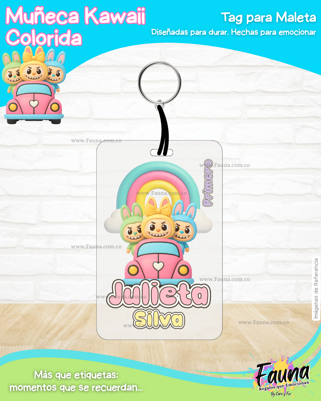 Muñeca Kawaii Colorida 🌈 - Etiquetas Escolares Premium Personalizadas