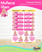 Muñeca Glam 🩷 - Etiquetas Escolares Premium Personalizadas