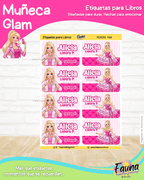 Muñeca Glam 🩷 - Etiquetas Escolares Premium Personalizadas