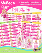Muñeca Glam 🩷 - Etiquetas Escolares Premium Personalizadas