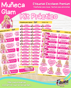 Muñeca Glam 🩷 - Etiquetas Escolares Premium Personalizadas