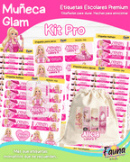 Muñeca Glam 🩷 - Etiquetas Escolares Premium Personalizadas