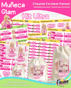 Muñeca Glam 🩷 - Etiquetas Escolares Premium Personalizadas