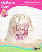 Muñeca Glam 🩷 - Tula personalizada para niña – multiusos con nombre