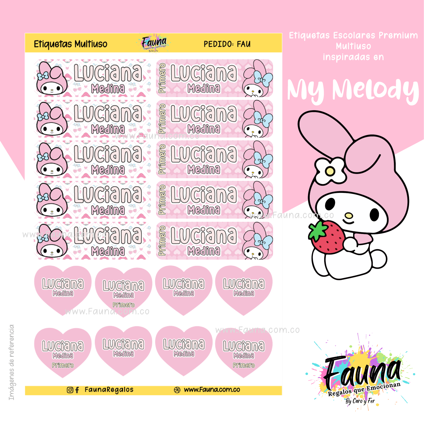 My Melody 🌸 - Etiquetas Escolares Premium Personalizadas