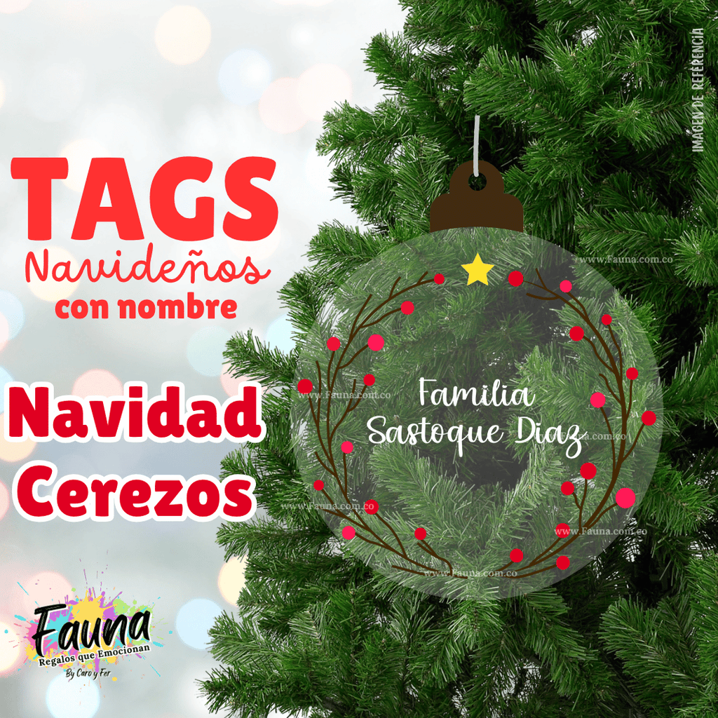 Navidad Cerezos – Tag Navideño Personalizado 🌸
