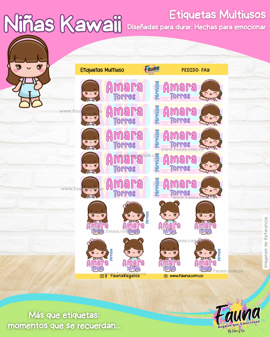 Niñas Kawaii 🌸 - Etiquetas Escolares Premium Personalizadas