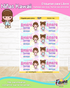 Niñas Kawaii 🌸 - Etiquetas Escolares Premium Personalizadas