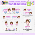 Niñas Kawaii 🌸 - Etiquetas Escolares Premium Personalizadas