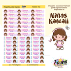 Niñas Kawaii 🌸 - Etiquetas Escolares Premium Personalizadas