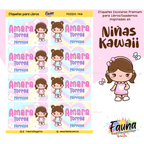 Niñas Kawaii 🌸 - Etiquetas Escolares Premium Personalizadas