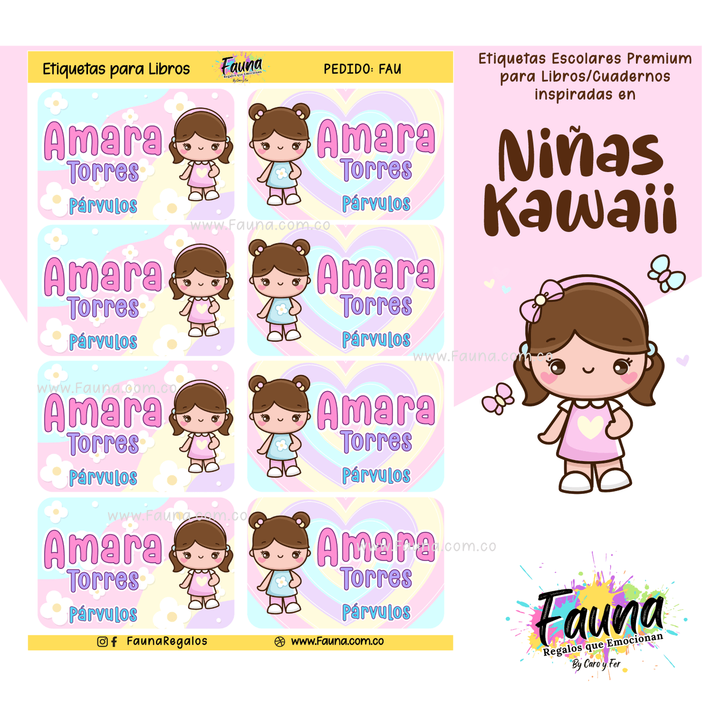 Etiquetas Escolares Premium Personalizadas – Niñas Kawaii 🌸