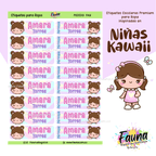 Niñas Kawaii 🌸 - Etiquetas Escolares Premium Personalizadas