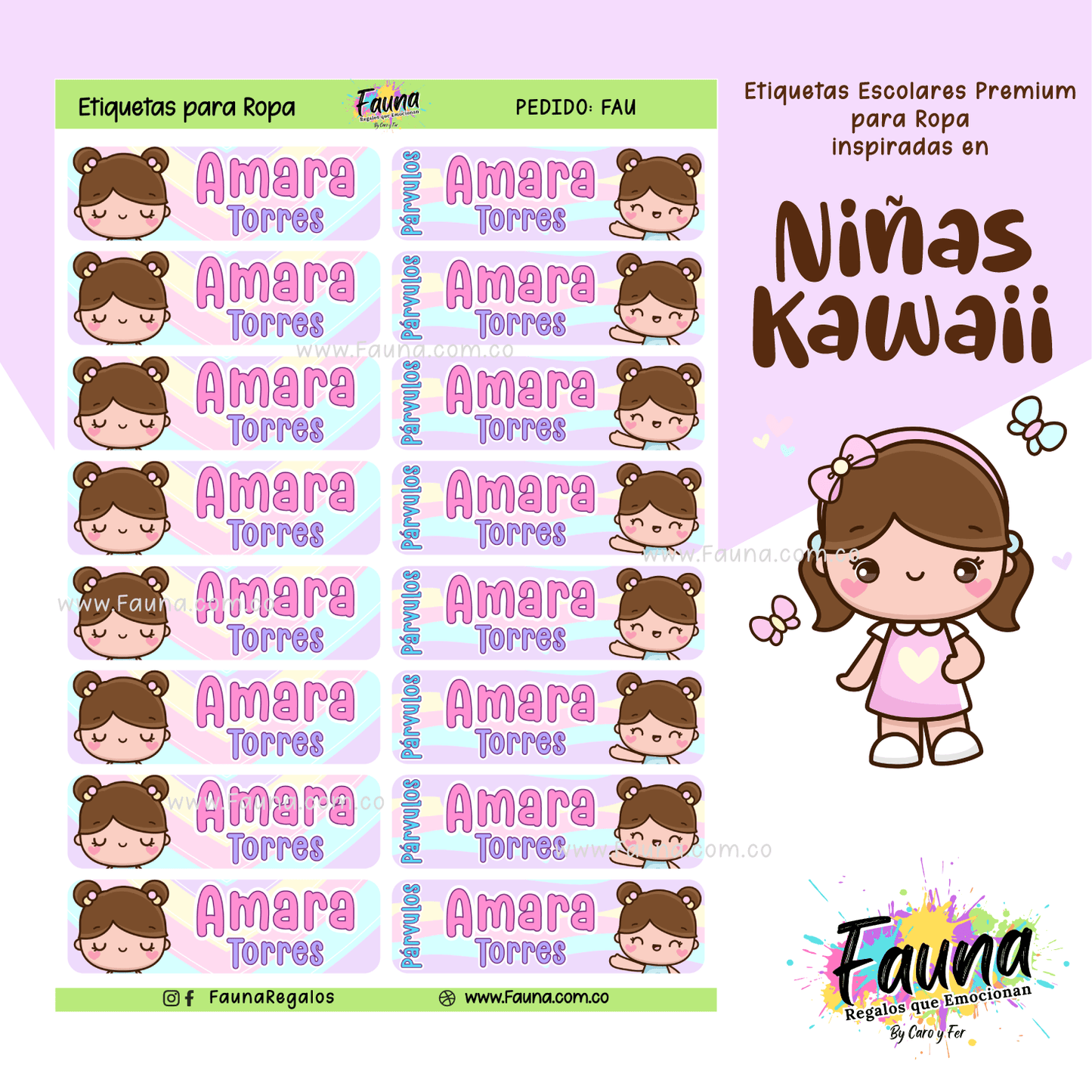 Etiquetas Escolares Premium Personalizadas – Niñas Kawaii 🌸