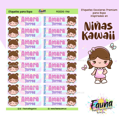 Etiquetas Escolares Premium Personalizadas – Niñas Kawaii 🌸