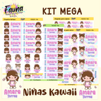 Niñas Kawaii 🌸 - Etiquetas Escolares Premium Personalizadas