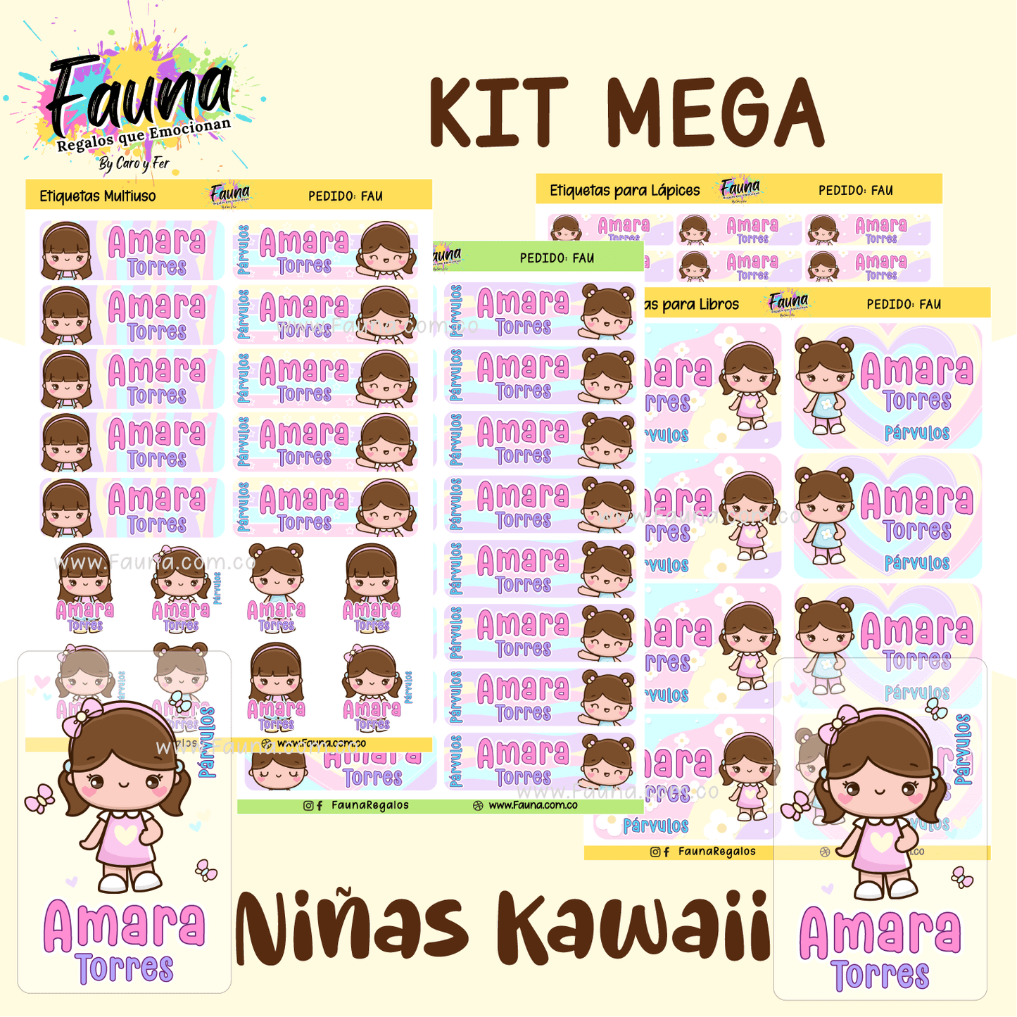 Etiquetas Escolares Premium Personalizadas – Niñas Kawaii 🌸