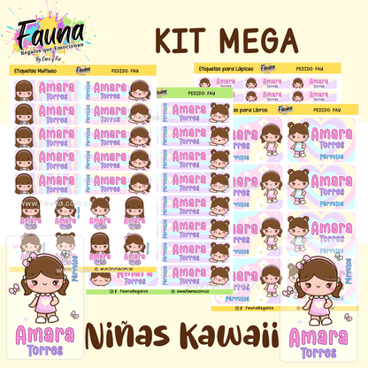 Etiquetas Escolares Premium Personalizadas – Niñas Kawaii 🌸