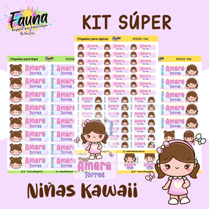 Etiquetas Escolares Premium Personalizadas – Niñas Kawaii 🌸