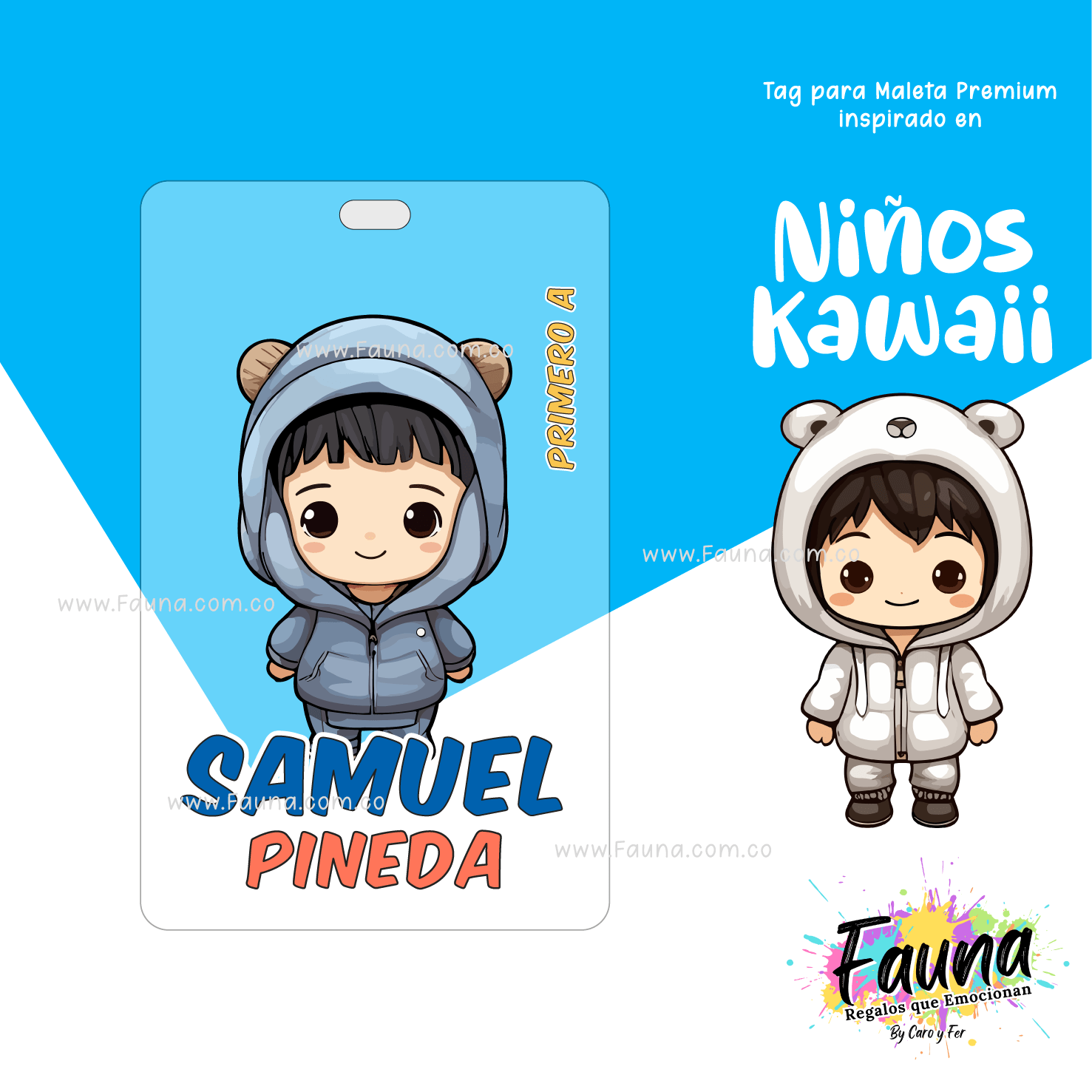 Niños Kawaii 🌟 - Etiquetas Escolares Premium Personalizadas