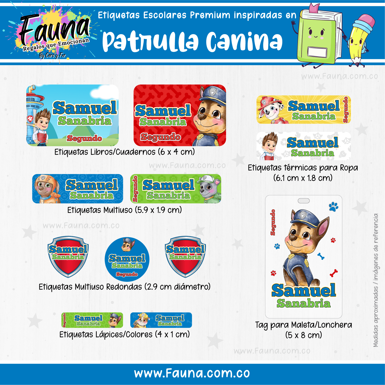 Paw Patrol 🐾 - Etiquetas Escolares Premium Personalizadas
