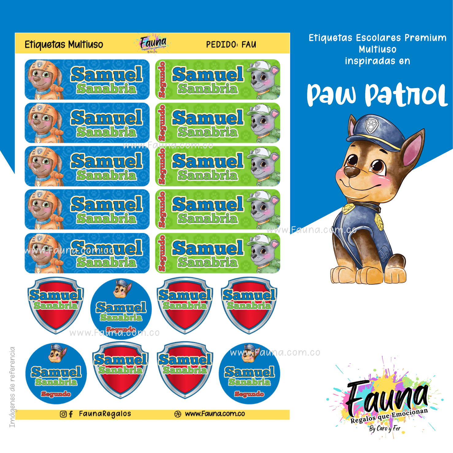 Paw Patrol 🐾 - Etiquetas Escolares Premium Personalizadas