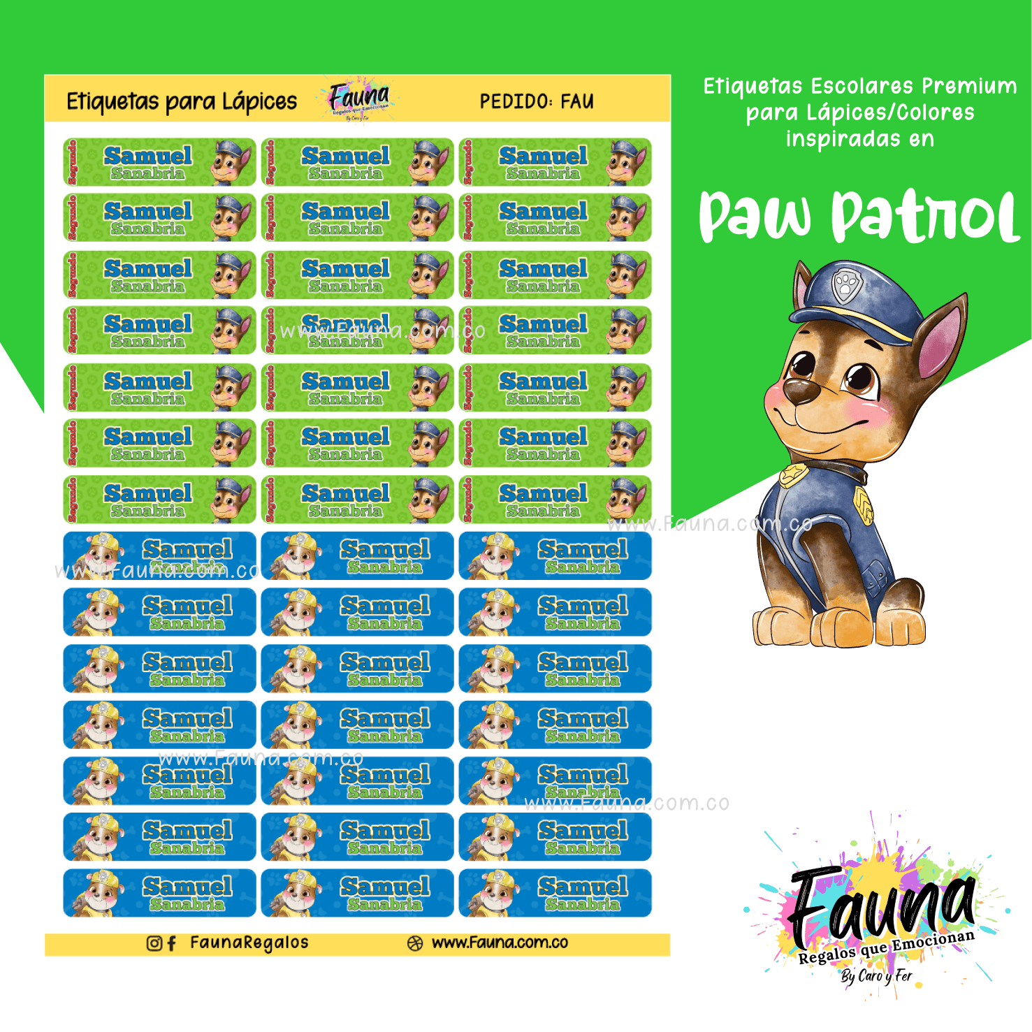 Paw Patrol 🐾 - Etiquetas Escolares Premium Personalizadas
