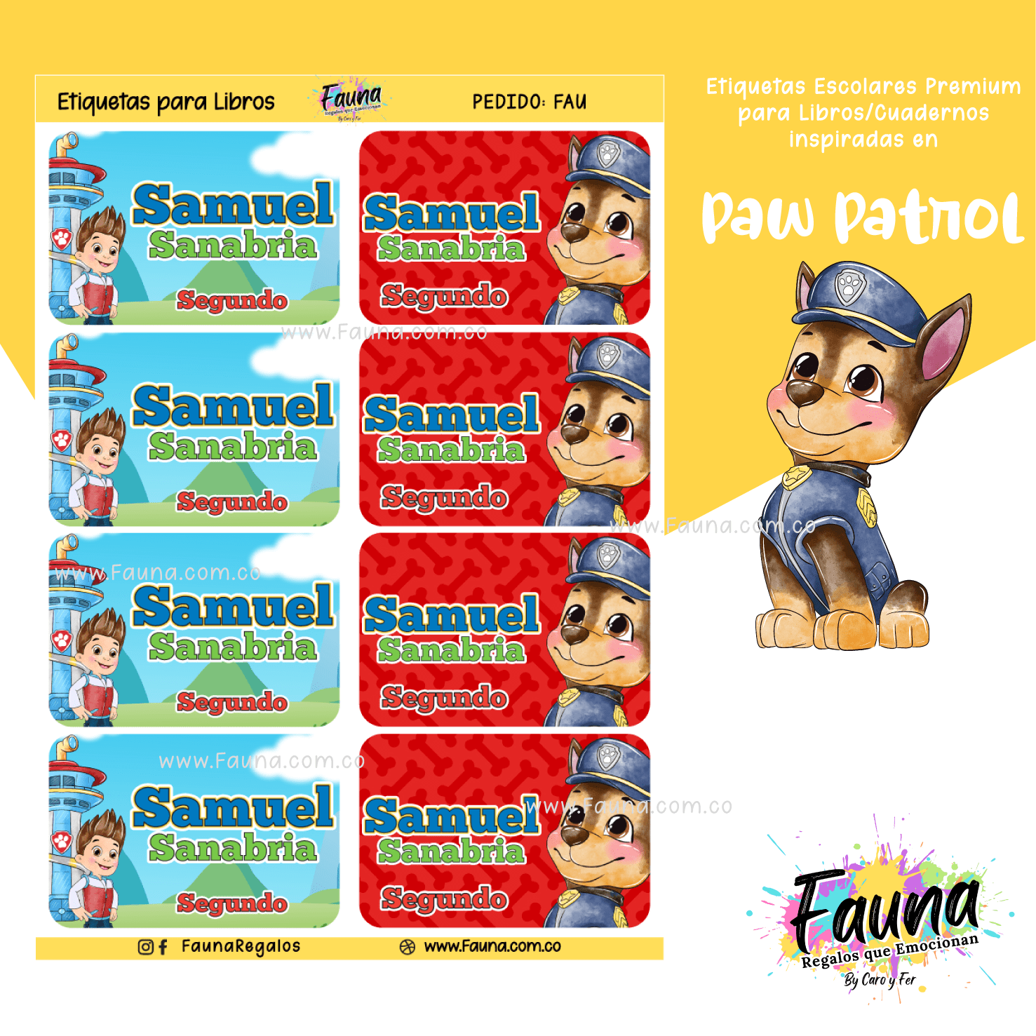 Paw Patrol 🐾 - Etiquetas Escolares Premium Personalizadas
