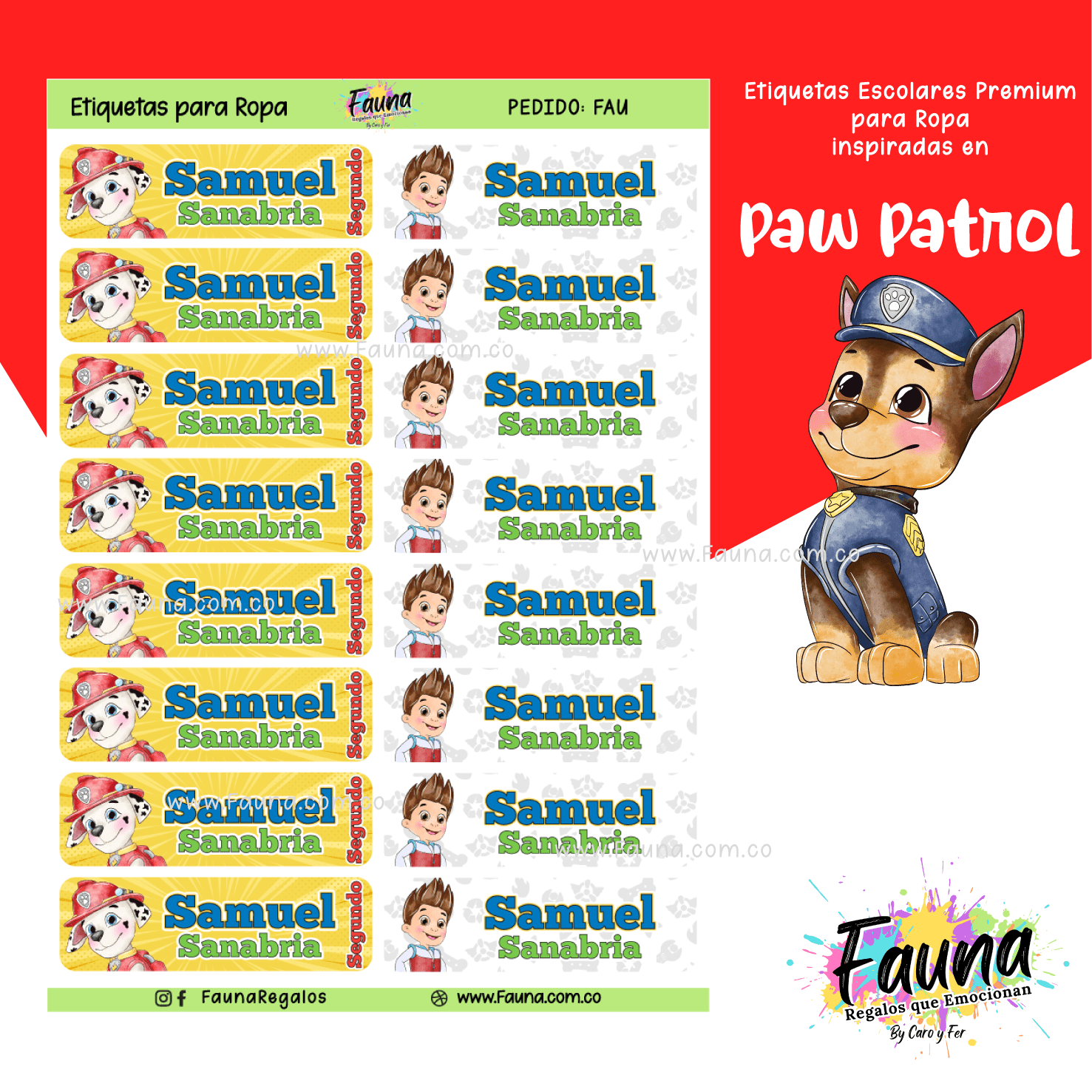Paw Patrol 🐾 - Etiquetas Escolares Premium Personalizadas