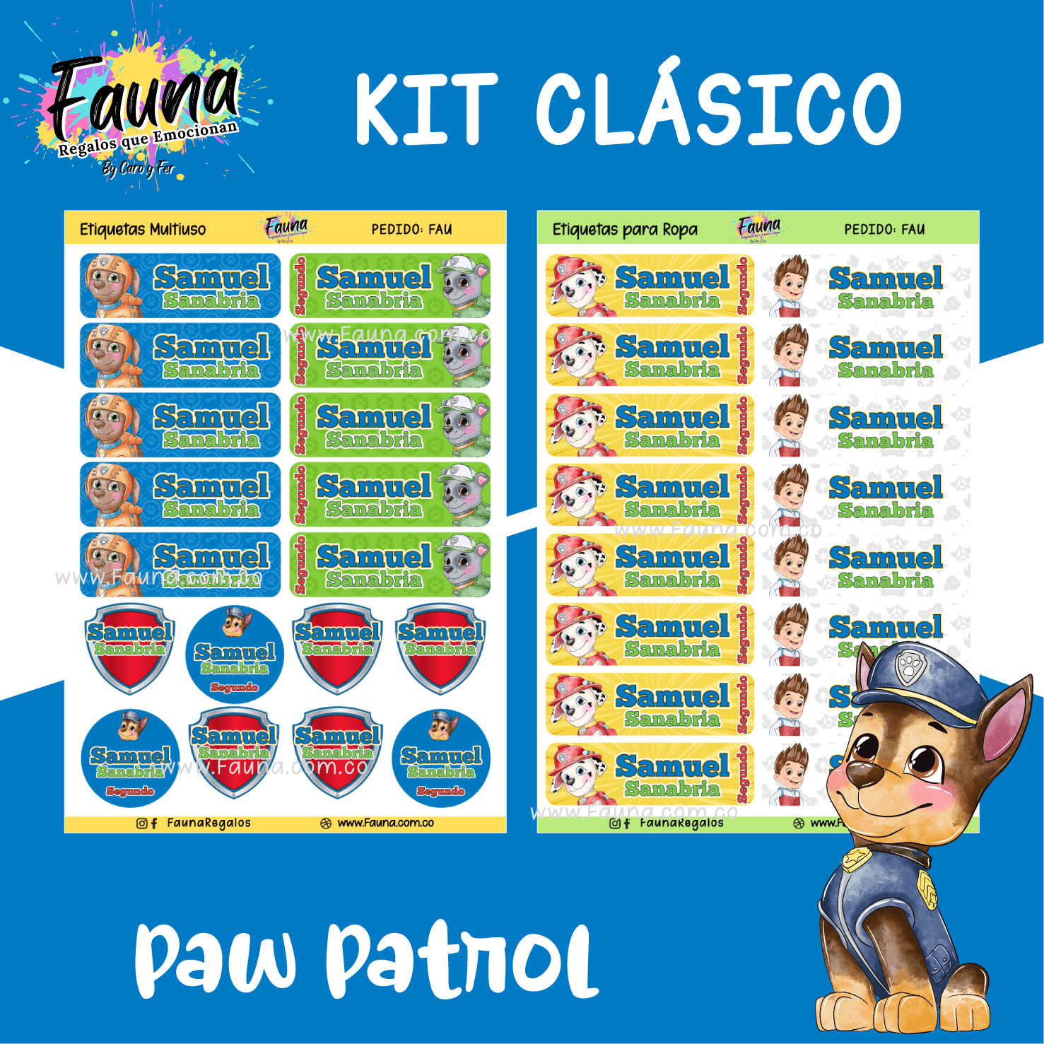 Paw Patrol 🐾 - Etiquetas Escolares Premium Personalizadas
