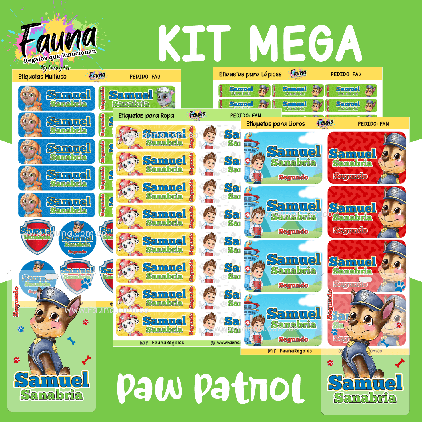Paw Patrol 🐾 - Etiquetas Escolares Premium Personalizadas